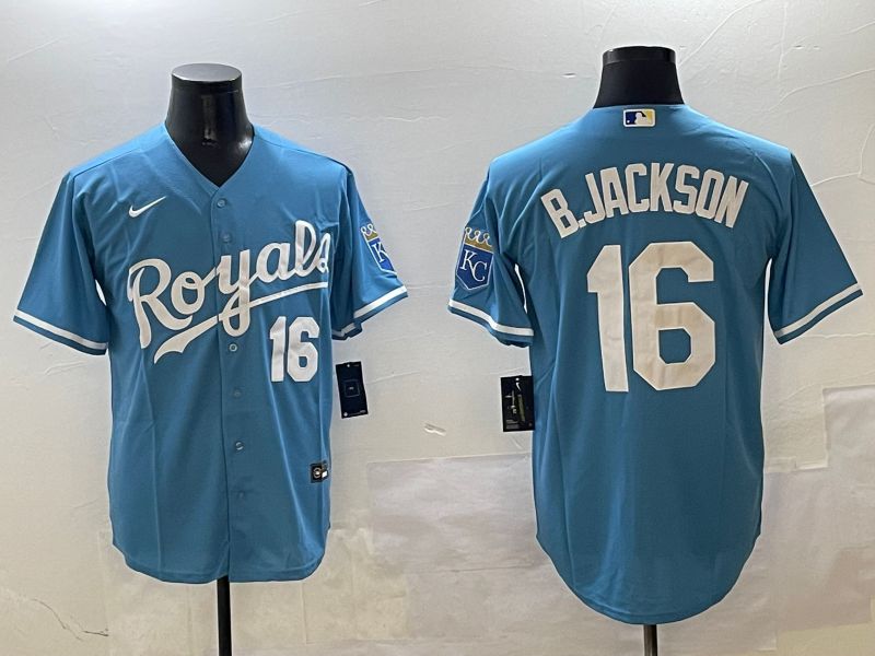 Men Kansas City Royals #16 B.Jackson Light Blue Game 2025 Nike MLB Jersey style 1->kansas city royals->MLB Jersey
